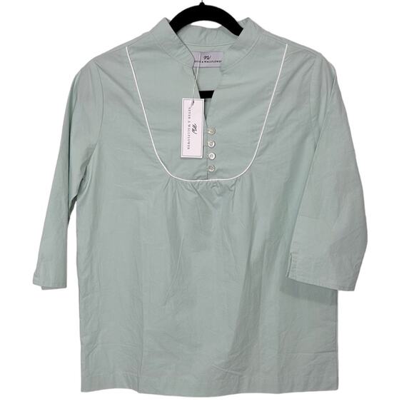Never A Wallflower Mint Poplin Piped Yolk Top size XS NWT - Picture 1 of 6